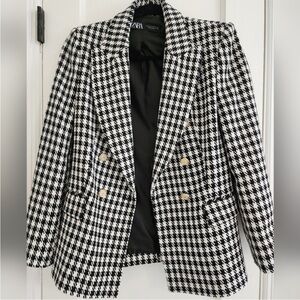 Zara Monochrome Houndstooth Blazer